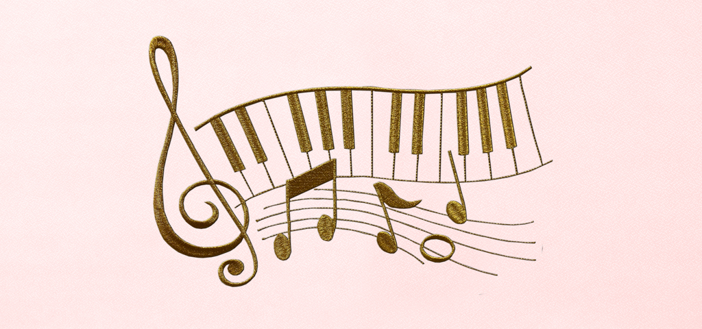 Music Notes Gold Pink Faux